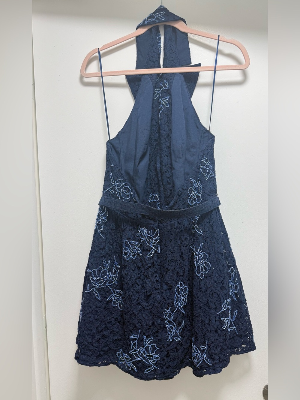 Dress the Population Navy Lace Evening Dress with Bead Accents - Picture 2 of 5